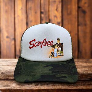 Scarface Unisex Trucker Hat Camo Tony Montana Gangster Movie 1983 Retro Ball Cap